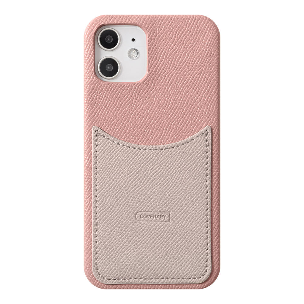 Cuir végan embossé bicolore poche smiley coque arrière série AQUOS