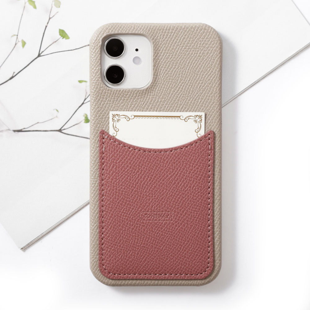 Cuir végan embossé bicolore poche smiley coque arrière série AQUOS