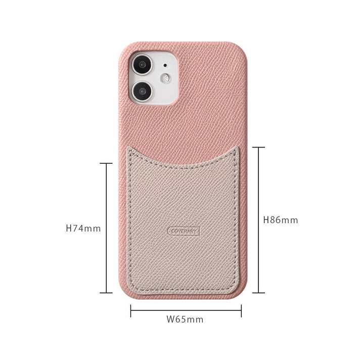 Cuir végan embossé bicolore poche smiley coque arrière série AQUOS