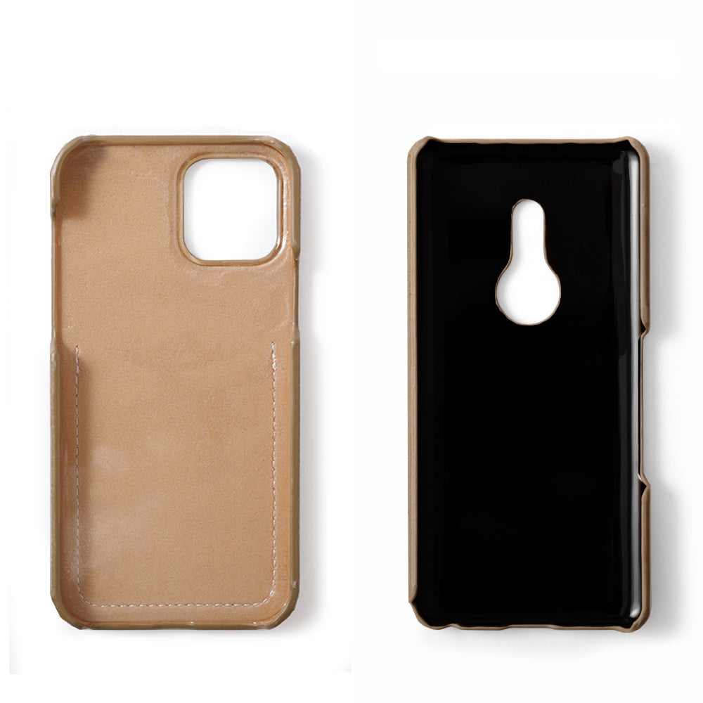 Cuir végan embossé bicolore poche smiley coque arrière série AQUOS