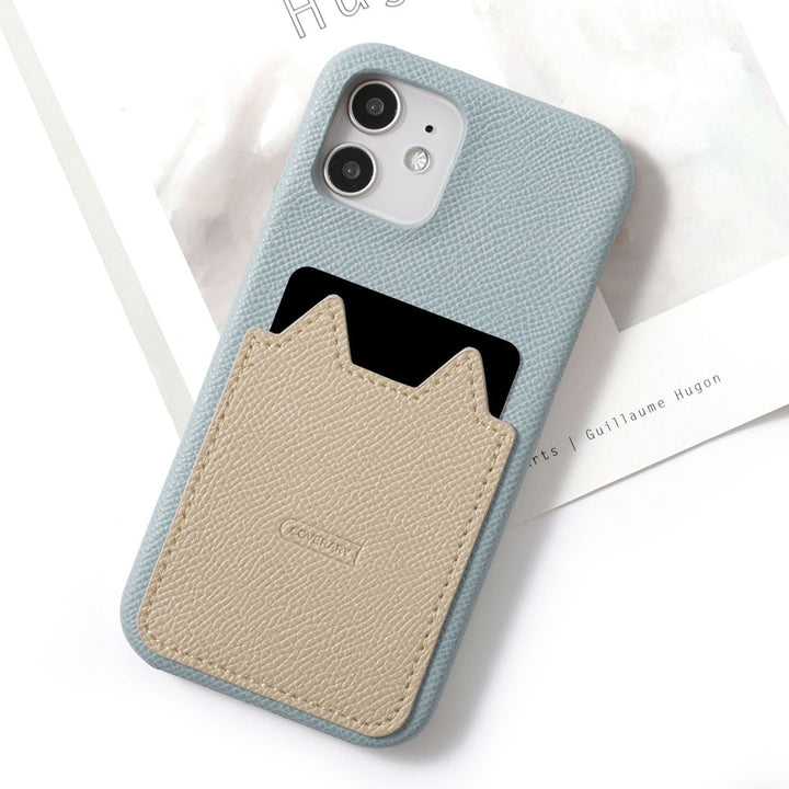 Vegan leather bicolor cat-shaped pocket back case for Google Pixel series