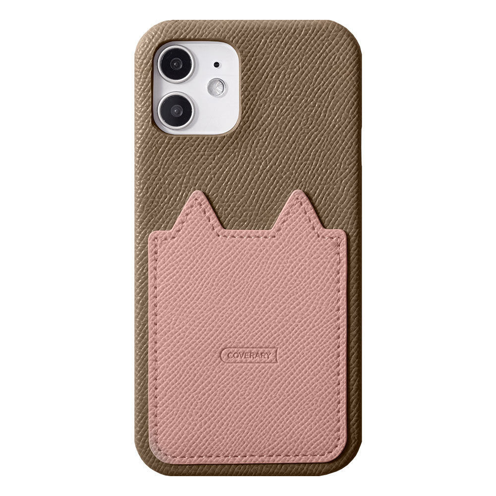 Vegan leather bicolor cat-shaped pocket back case for Google Pixel series