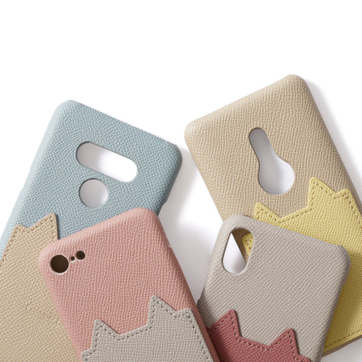 Vegan leather bicolor cat-shaped pocket back case for Google Pixel series