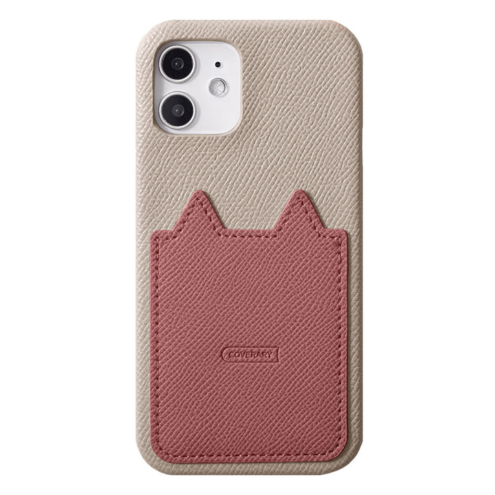 Vegan leather bicolor cat-shaped pocket back case for Google Pixel series