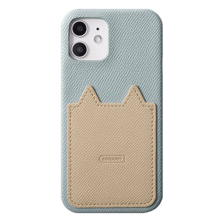 Vegan leather bicolor cat-shaped pocket back case for Google Pixel series