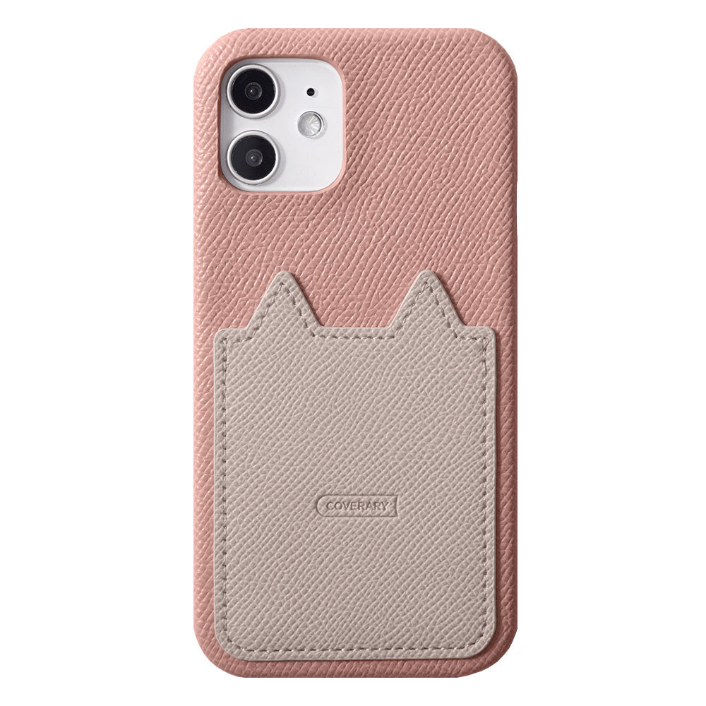 Vegan leather bicolor cat-shaped pocket back case for Google Pixel series