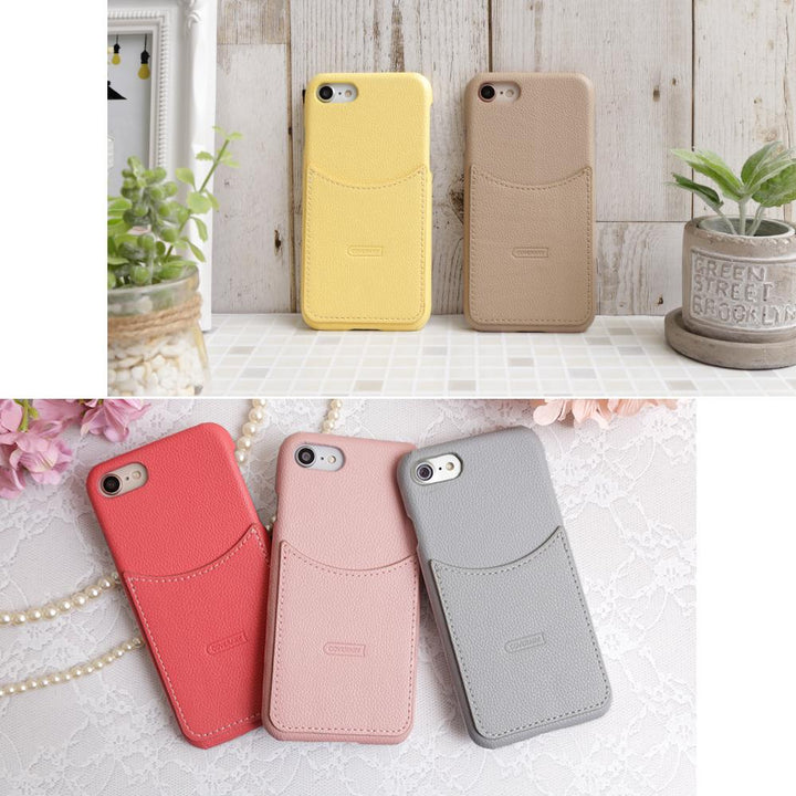 Vegan Leather Smiley Pocket Back Case iPhone Series