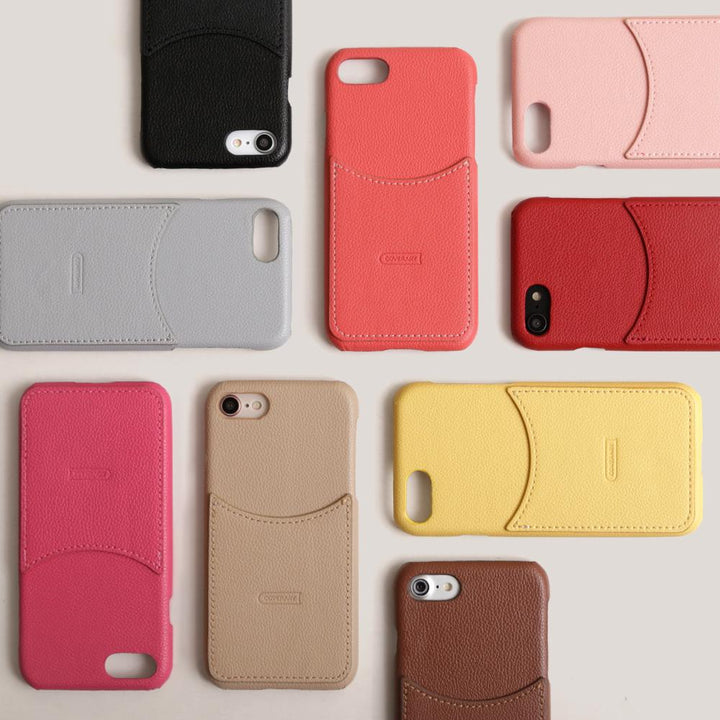 Vegan Leather Smiley Pocket Back Case iPhone Series