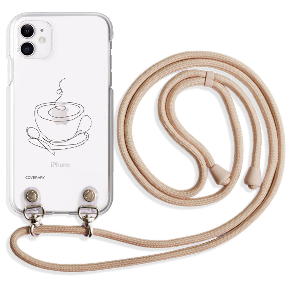 Clear case with shoulder strap, line art, Life, back case