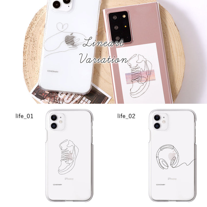 Clear case with shoulder strap, line art, Life, back case