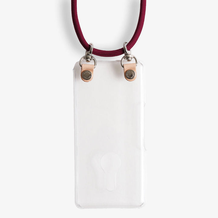 クリアケース ショルダーストラップ付き 栃木レザー 背面ケース iPhoneシリーズ