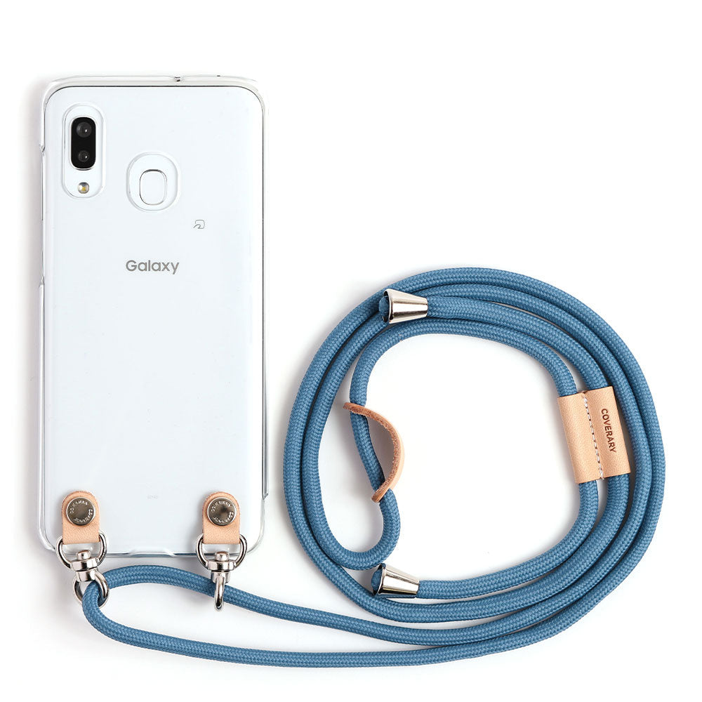 クリアケース ショルダーストラップ付き 栃木レザー 背面ケース Galaxyシリーズ