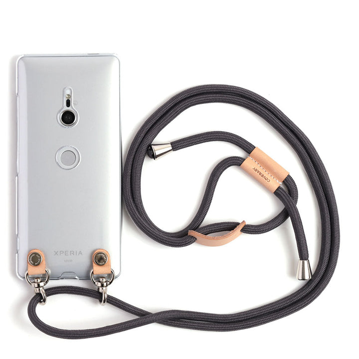 クリアケース ショルダーストラップ付き 栃木レザー 背面ケース Galaxyシリーズ