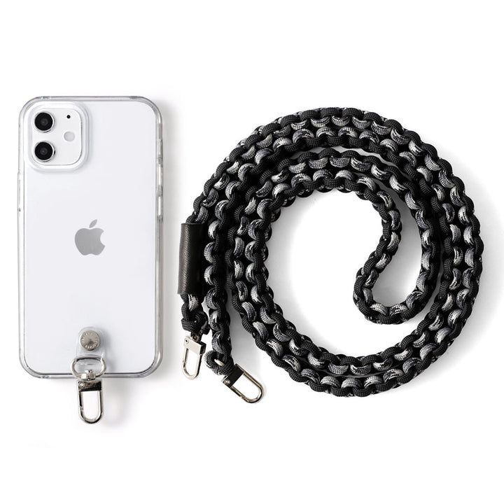 Clear case with paracord pattern and shoulder strap, back case