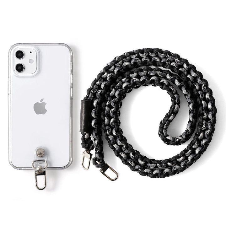 Clear case with paracord pattern and shoulder strap, back case for iPhone series