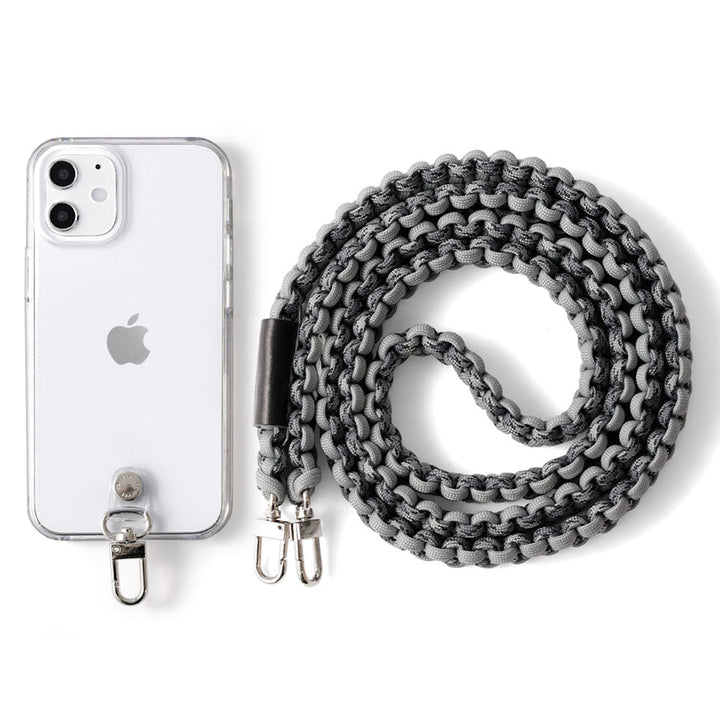 Clear case with paracord pattern and shoulder strap, back case for iPhone series
