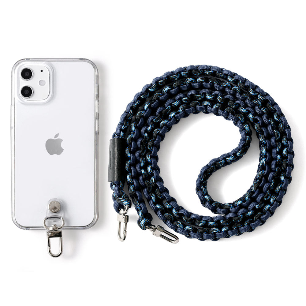 Clear case with paracord pattern and shoulder strap, back case