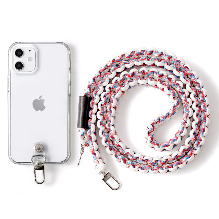 Clear case with paracord pattern and shoulder strap, back case