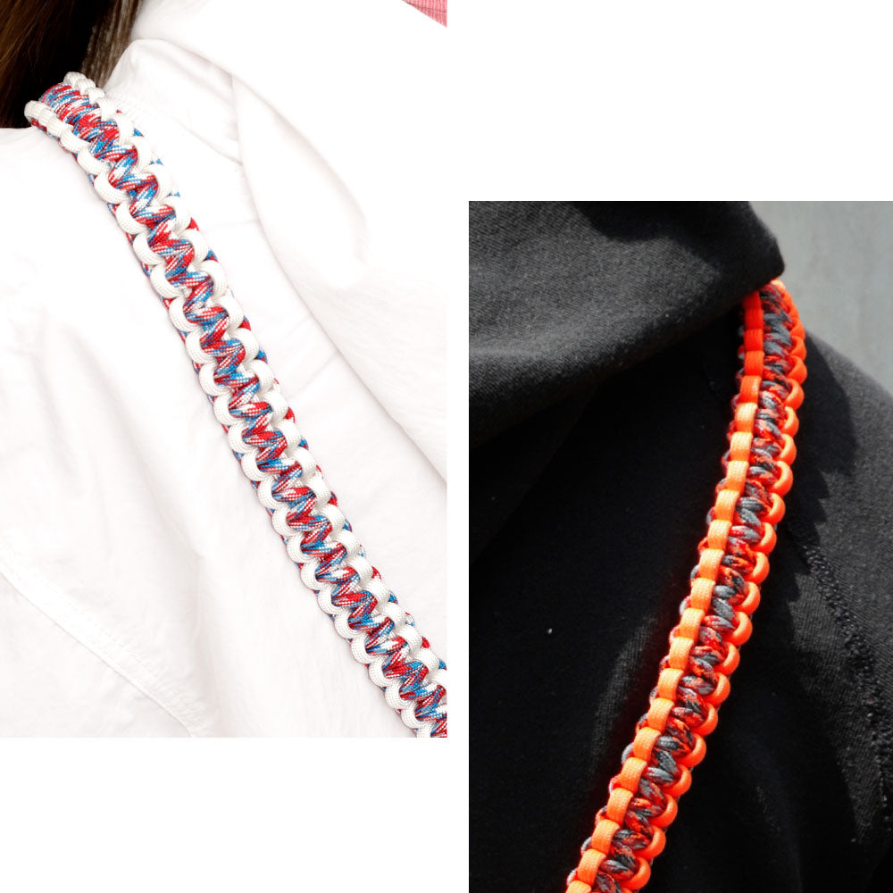 Clear case with paracord pattern and shoulder strap, back case