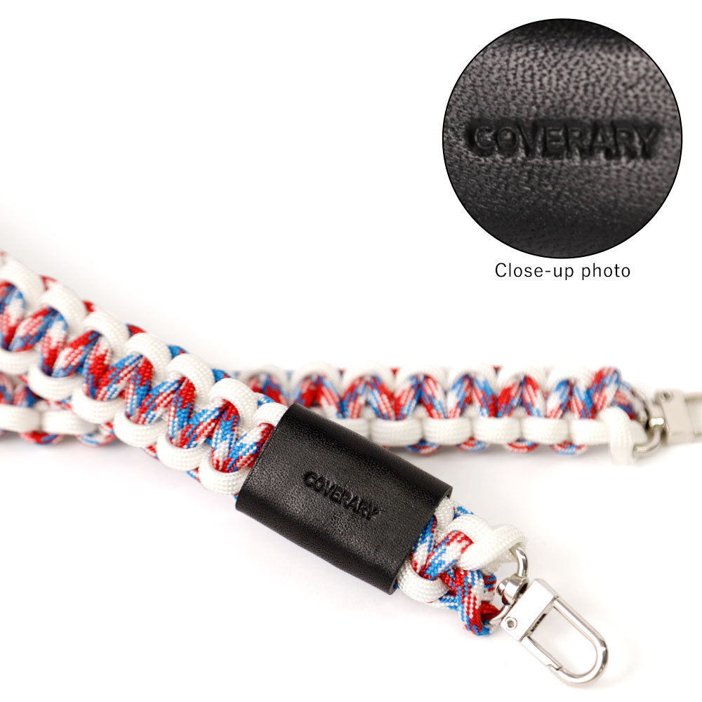 Clear case with paracord pattern and shoulder strap, back case