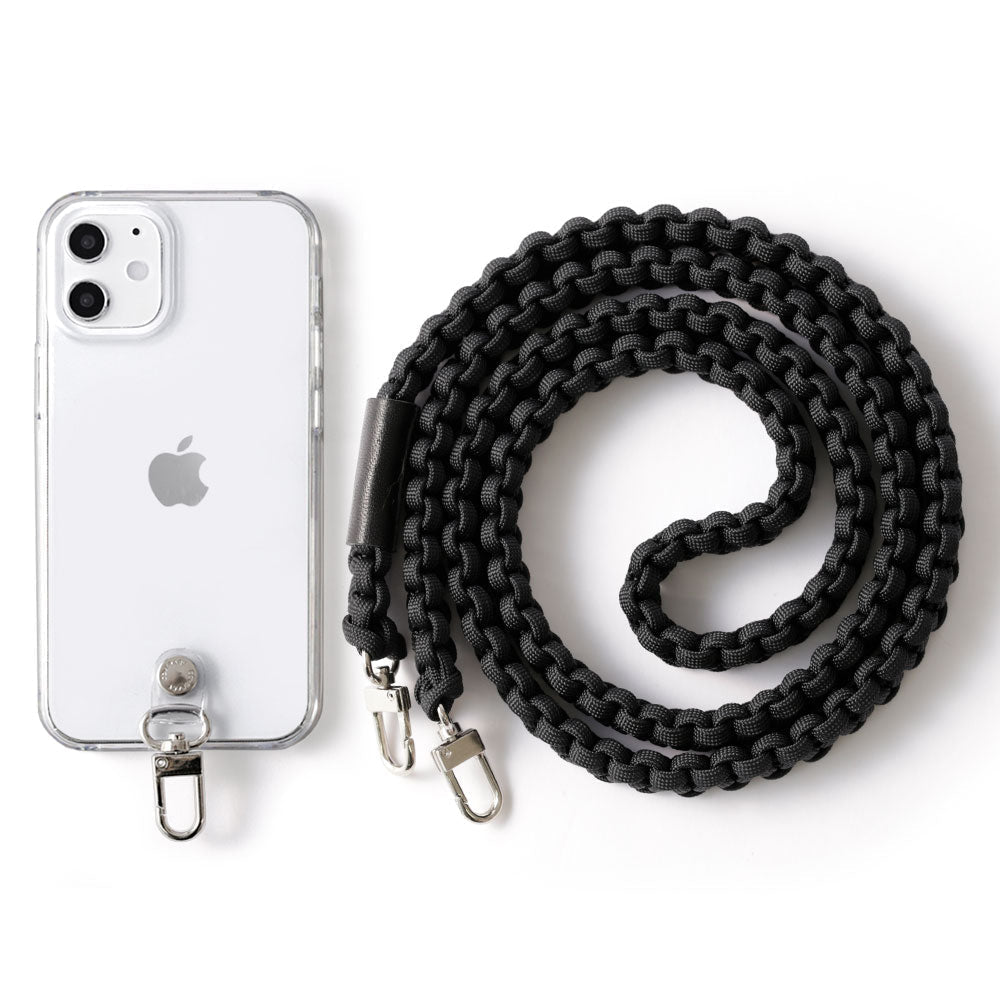 Coque transparente Paracorde unie avec bandoulière Coque arrière pour série iPhone