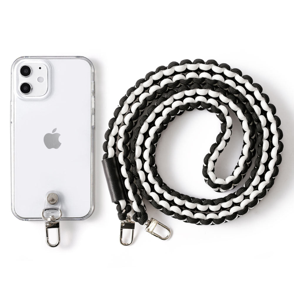 Coque transparente Paracorde unie avec bandoulière Coque arrière pour série iPhone