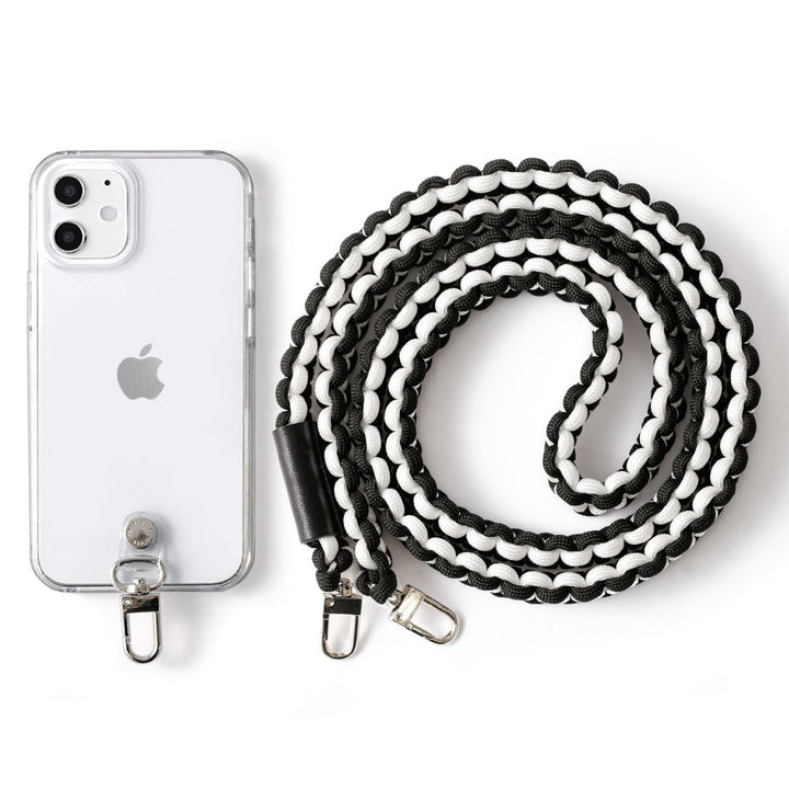 Coque transparente Paracorde unie avec bandoulière Coque arrière pour série iPhone