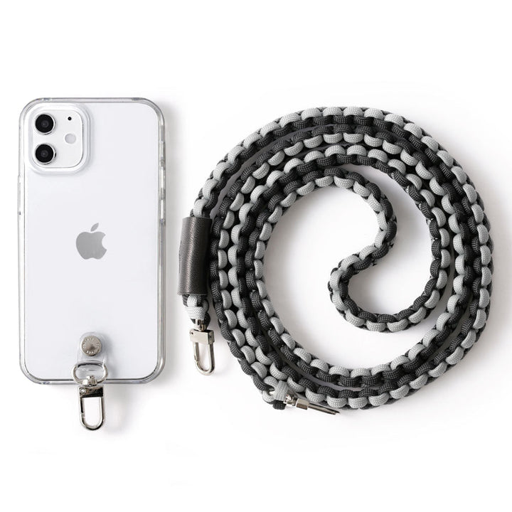 Coque transparente Paracorde unie avec bandoulière Coque arrière pour série iPhone