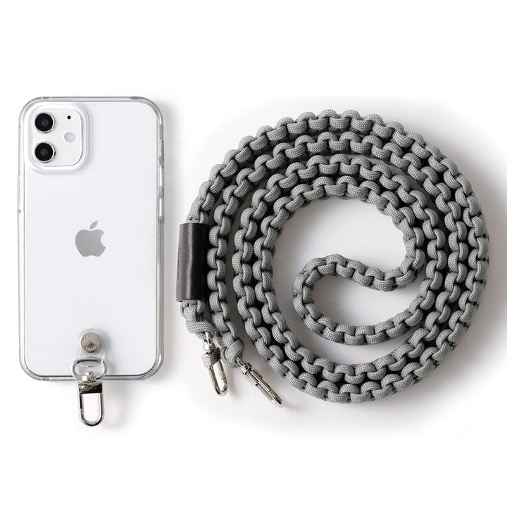 Coque transparente Paracorde unie avec bandoulière Coque arrière pour série iPhone