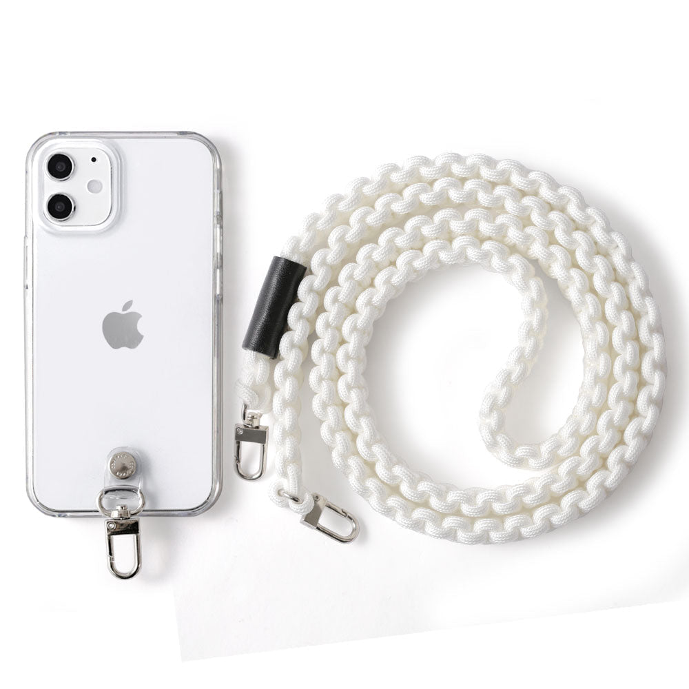 Coque transparente Paracorde unie avec bandoulière Coque arrière pour série iPhone