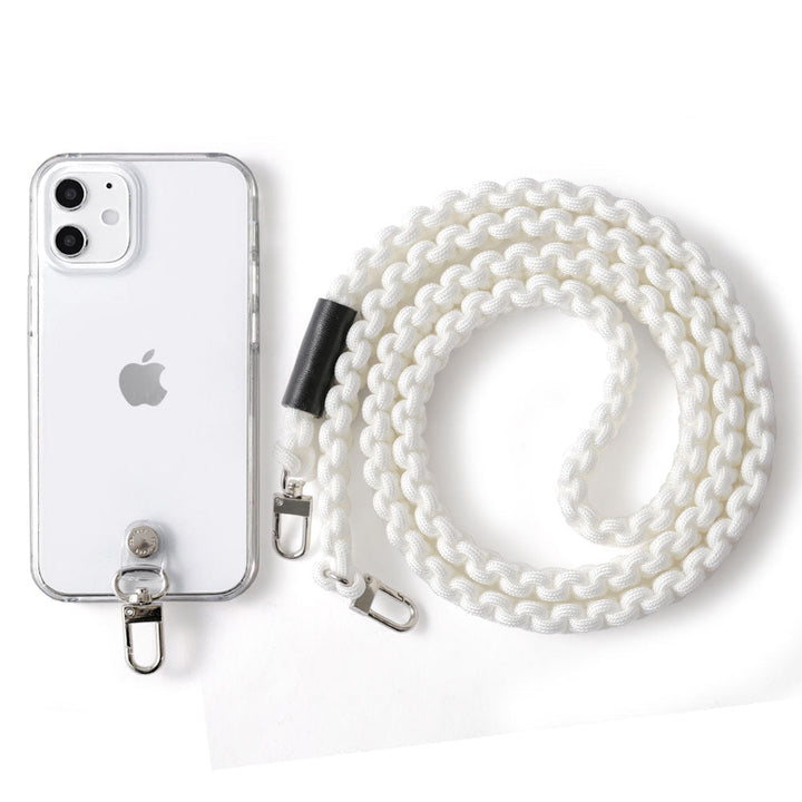 Coque transparente Paracorde unie avec bandoulière Coque arrière pour série iPhone