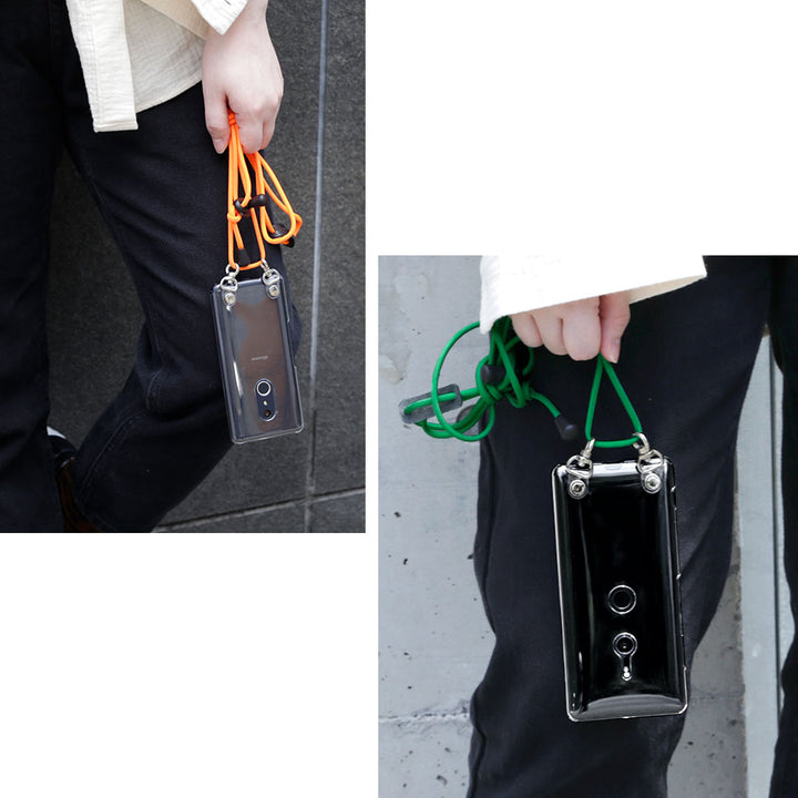 Clear case with shoulder strap, plain, back case for Xperia series