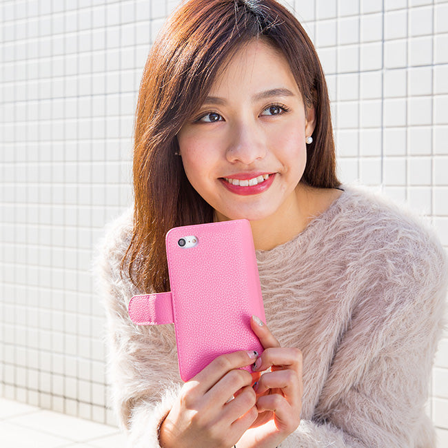 ヴィーガンレザー ベーシック レザー風 手帳型ケース（ベルトあり）