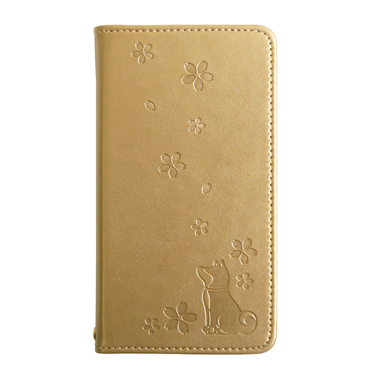 ヴィーガンレザー 犬柄 エンボス 手帳型ケース