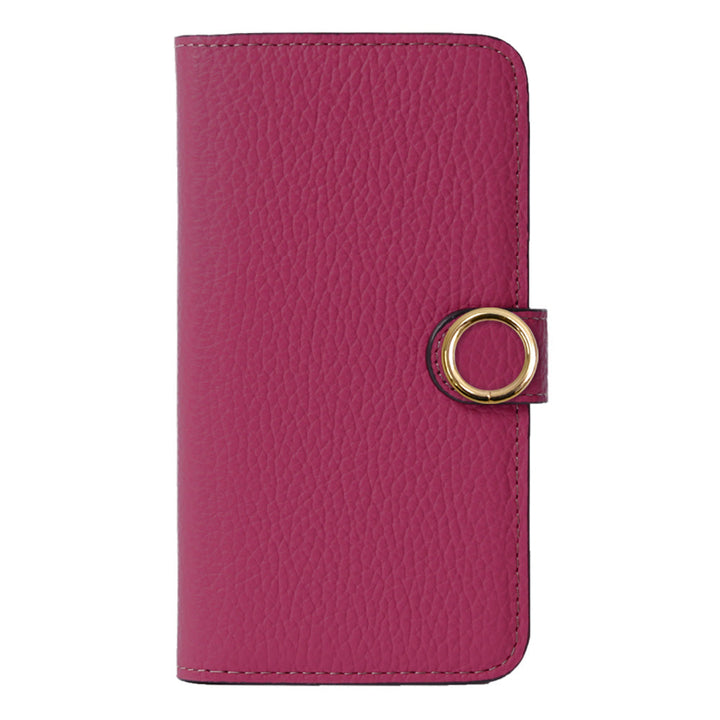 Genuine leather 32 colors Italian shrink leather card storage gold ring notebook-style case (with belt)