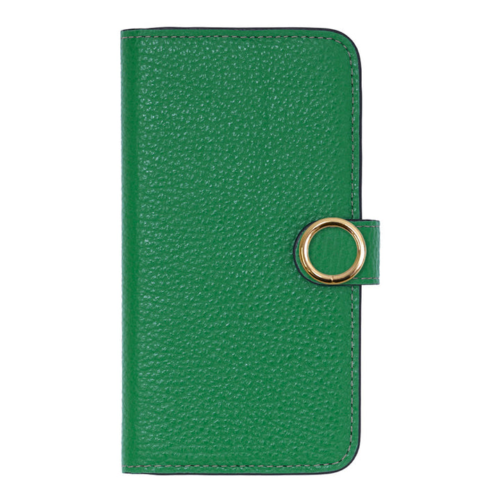 Genuine leather 32 colors Italian shrink leather card storage gold ring notebook-style case (with belt)