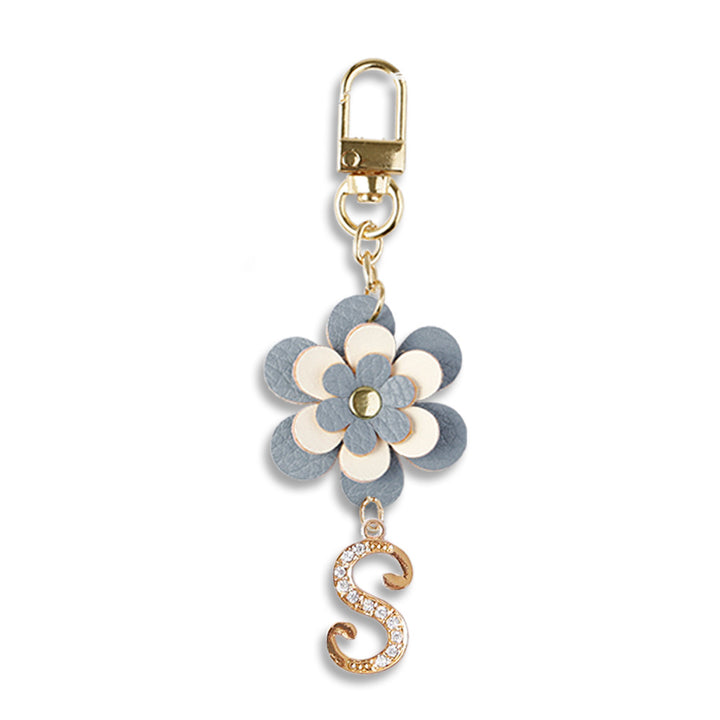 アクセサリー ヴィーガンレザー イニシャル フラワーチャーム