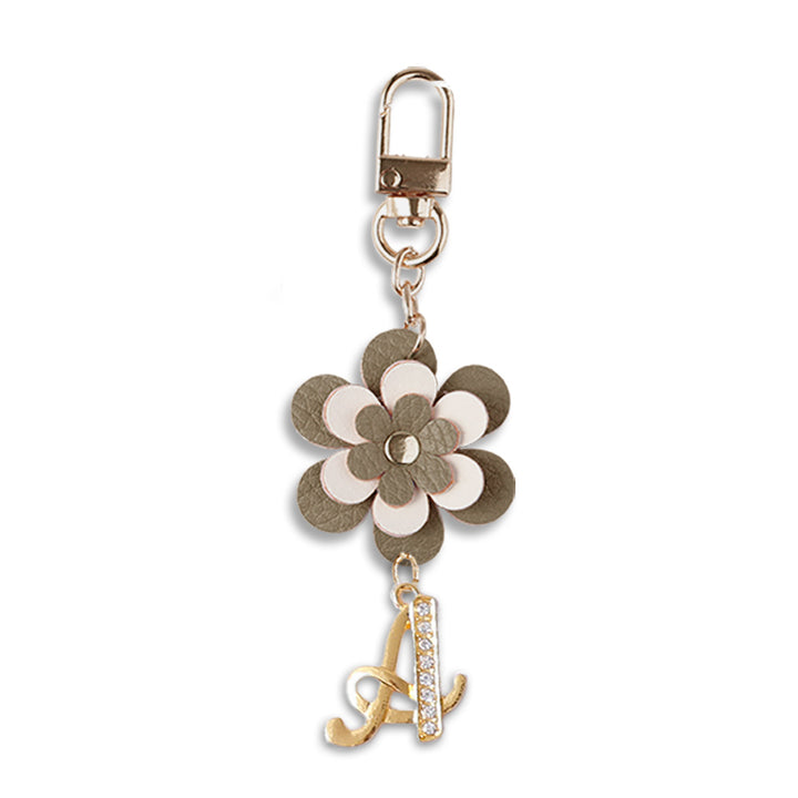 アクセサリー ヴィーガンレザー イニシャル フラワーチャーム