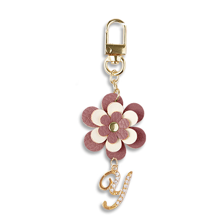 アクセサリー ヴィーガンレザー イニシャル フラワーチャーム