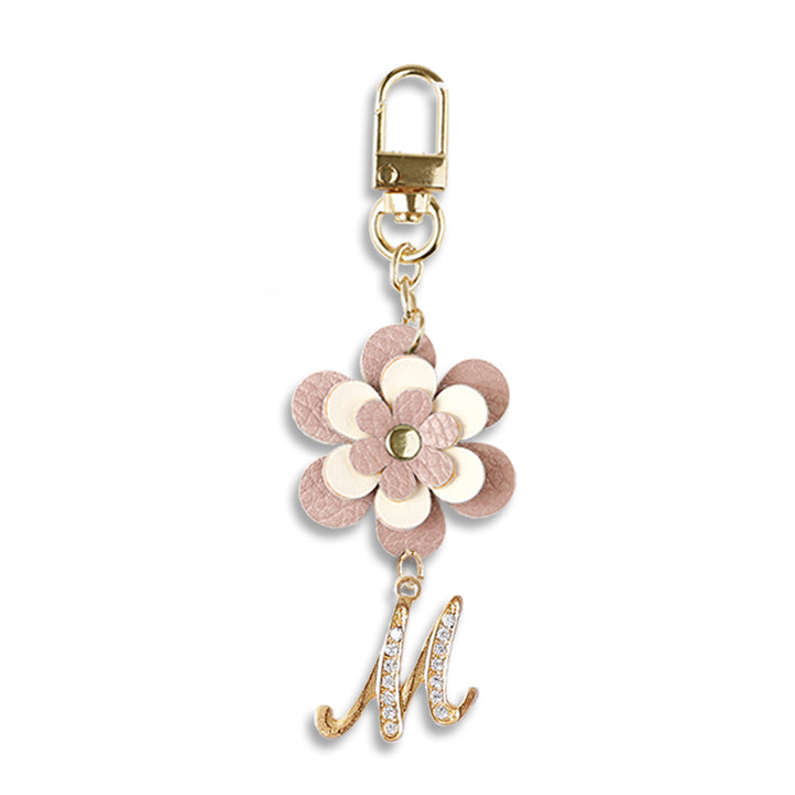 アクセサリー ヴィーガンレザー イニシャル フラワーチャーム
