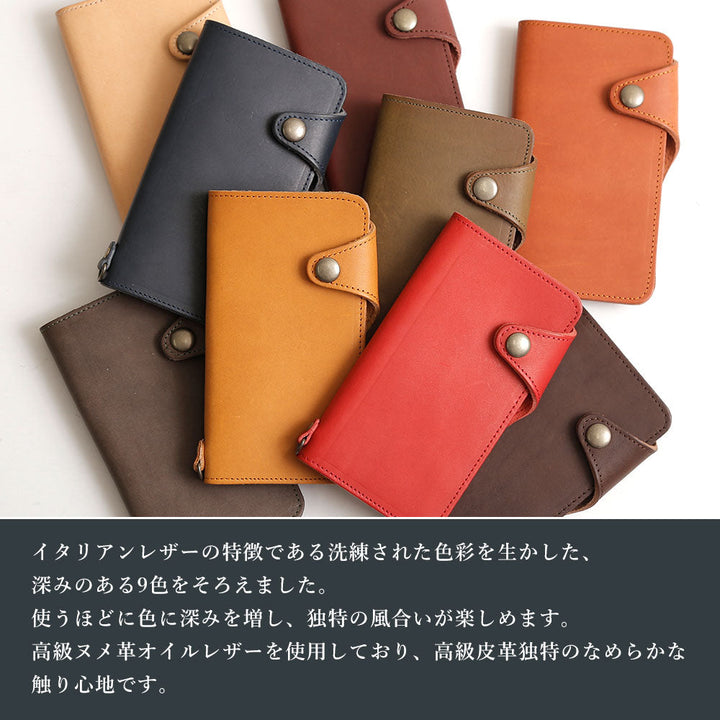 Étui portefeuille en cuir véritable italien avec rangement pour cartes (avec ceinture) pour la série Galaxy