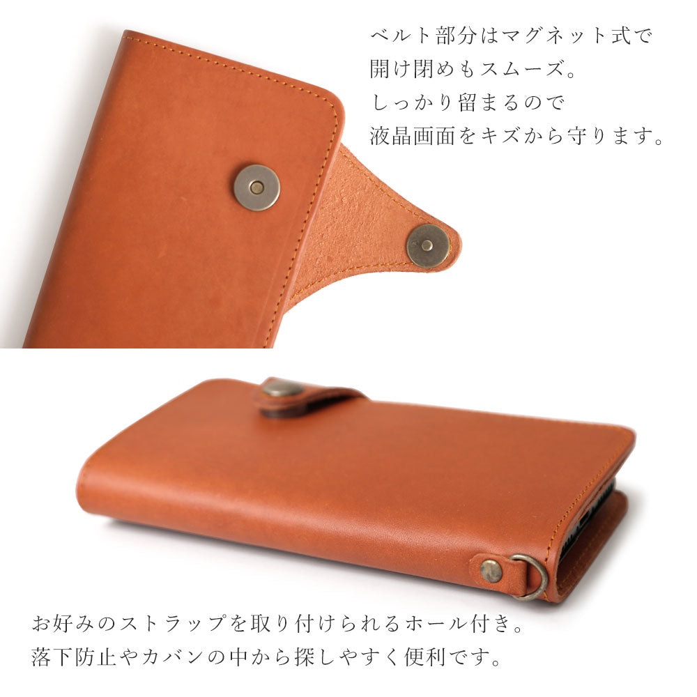 Étui portefeuille en cuir véritable italien avec rangement pour cartes (avec ceinture) pour la série Galaxy