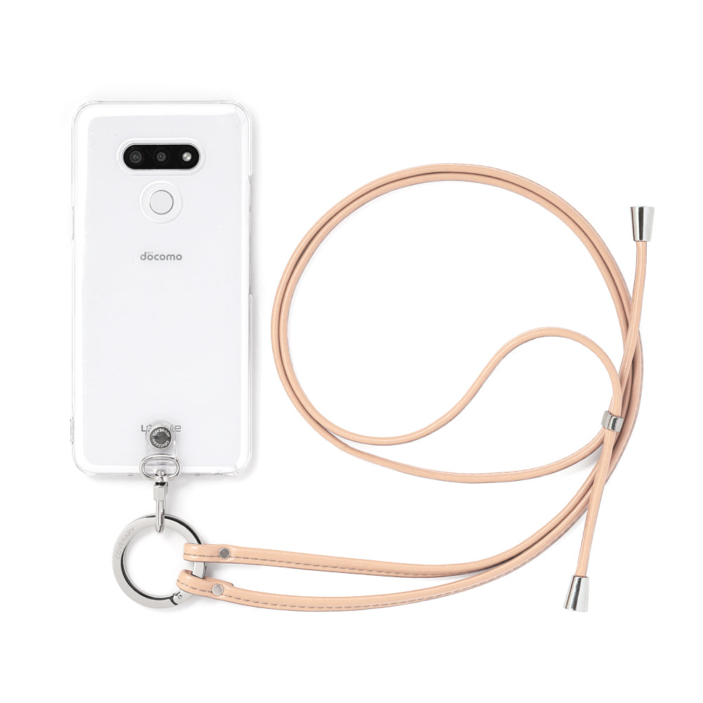 Étui transparent en cuir véritable avec bandoulière à anneau (ajustement des ferrures possible) et étui arrière