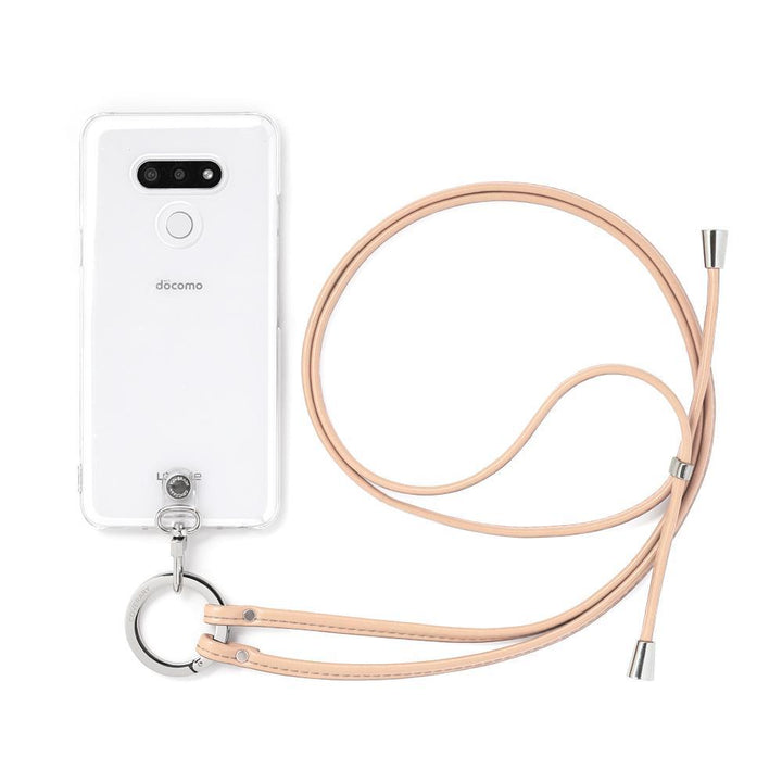 クリアケース 本革 リングショルダーストラップ(金具調整あり)付き 背面ケース Xperiaシリーズ