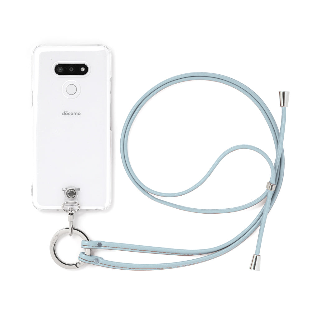 Étui transparent en cuir véritable avec bandoulière à anneau (ajustement des ferrures possible) et étui arrière