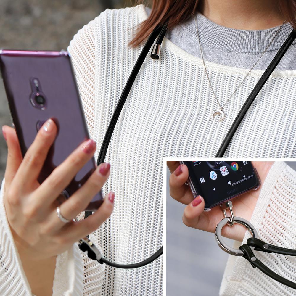 クリアケース 本革 リングショルダーストラップ(金具調整あり)付き 背面ケース Google Pixelシリーズ