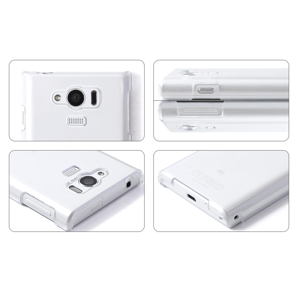 クリアケース 本革 リングショルダーストラップ(金具調整あり)付き 背面ケース AQUOSシリーズ