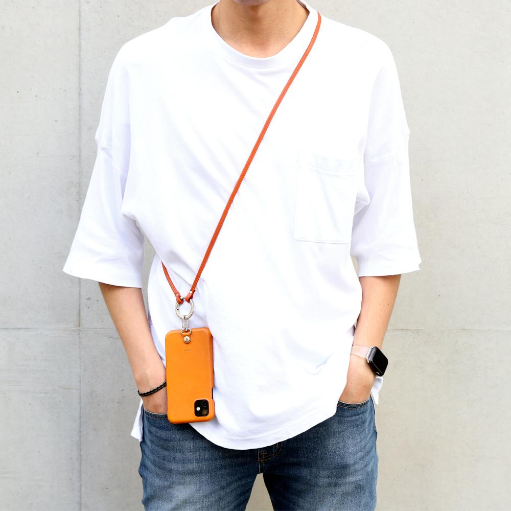 Genuine leather Tochigi leather ring shoulder strap (with metal fitting adjustment) attached back case AQUOS series