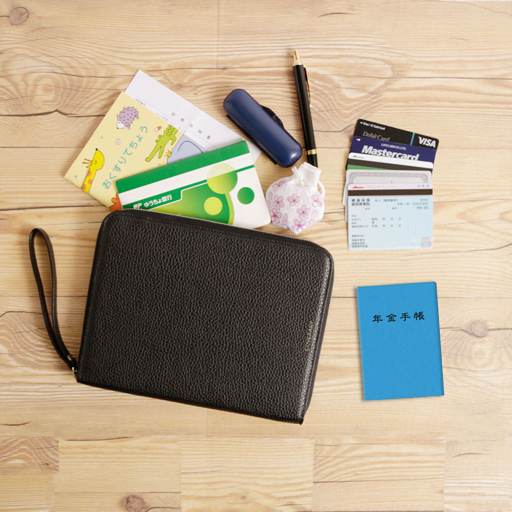 Étui multifonction en cuir italien grainé véritable avec sac intérieur, livré avec boîte cadeau