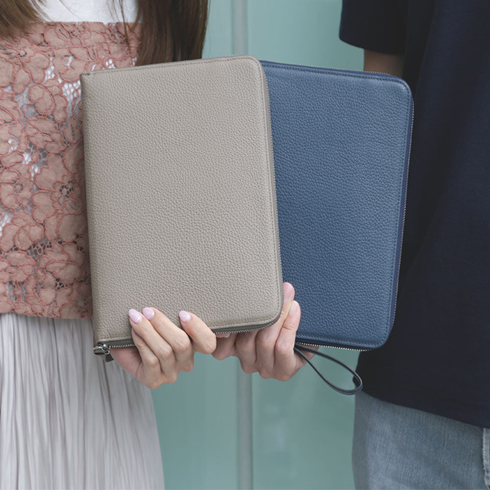 Étui multifonction en cuir italien grainé véritable avec sac intérieur, livré avec boîte cadeau